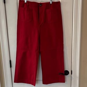 Anthropologie Vibrant Red Cropped Pants